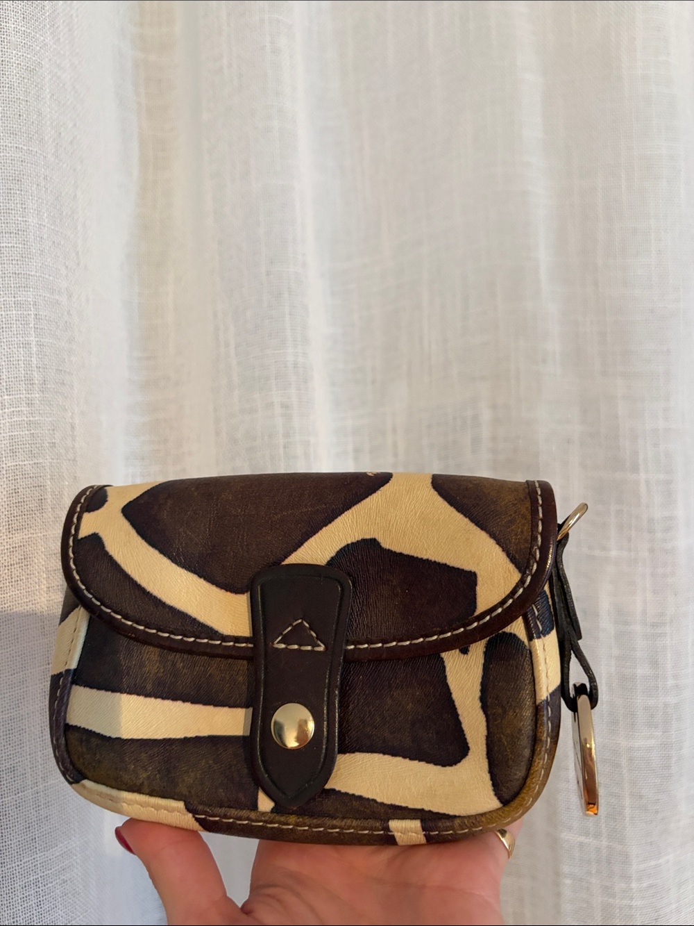 Dooney & Bourke Brown and Cream Mini Crossbody Coin Pouch